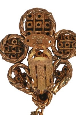 Lot 51 - A pair of Chanel by Karl Lagerfeld gilt, rhinestone and faux pearl earrings, 1983