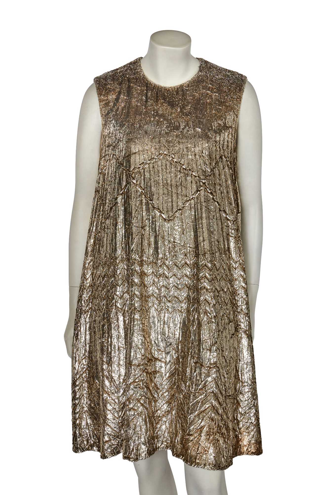 Lot 304 - A Gianni Versace gold lurex velvet swing dress, circa 1994