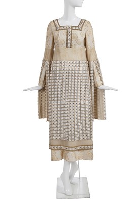 Lot 436 - A Bill Gibb for Baccarat embellished cream dress, circa 1970