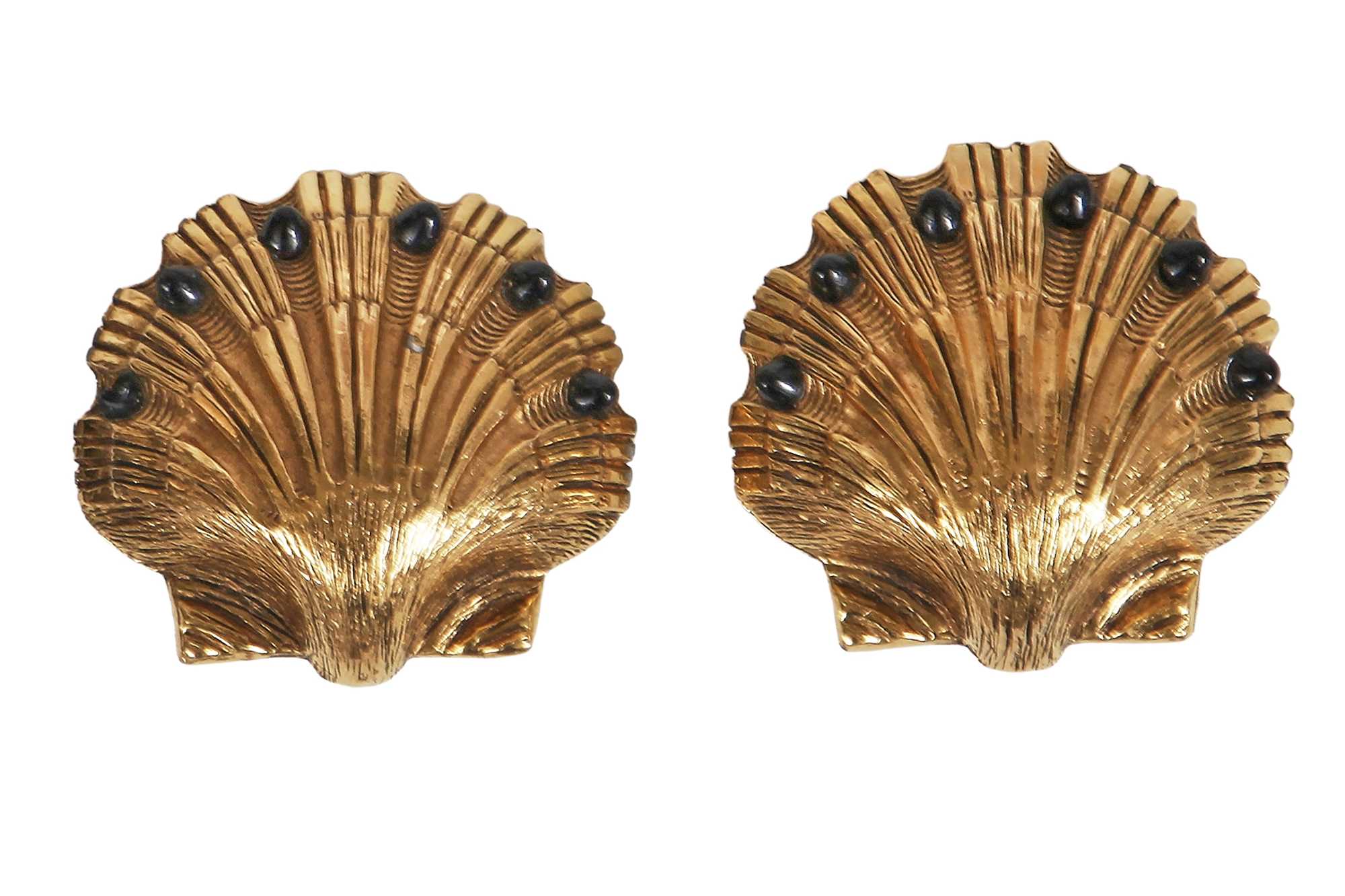 Lot 52 - A pair of Chanel by Goossens gilt shell earrings, 1970s