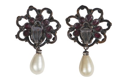 Lot 54 - A pair of Chanel by Karl Lagerfeld poured glass and faux pearl earrings, 1980s
