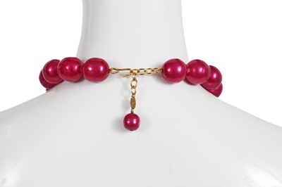 Lot 43 - A Chanel by Karl Lagerfeld fuchsia beaded necklace, 'Nouveau Rapper (Hip Hop)' collection, Autumn-Winter 1991-92