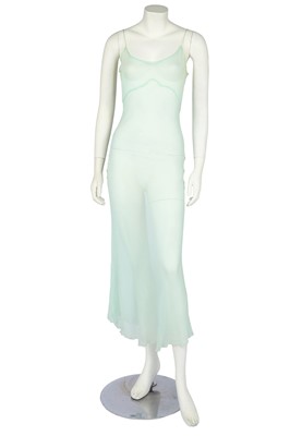 Lot 475 - A John Galliano turquoise chiffon slip dress, circa 1988