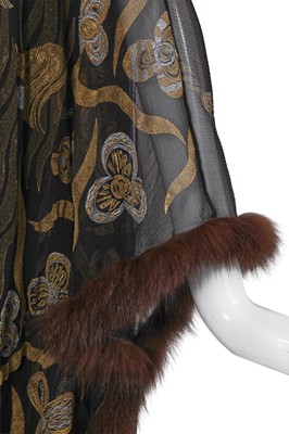 Lot 112 - A special-order Zandra Rhodes printed black chiffon kaftan, 2011