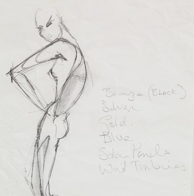 Lot 119 - Two original Lee Alexander McQueen pencil fashion designs, possibly working ideas for 'Natural Distinction...', Spring-Summer 2009