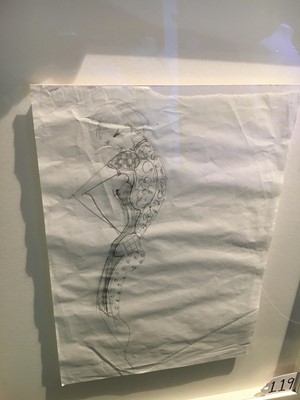 Lot 119 - Two original Lee Alexander McQueen pencil fashion designs, possibly working ideas for 'Natural Distinction...', Spring-Summer 2009