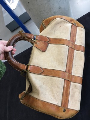 Lot 94 - Two Hermès canvas and leather travel/overnight bags, 1960s