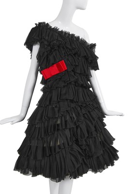 Lot 29 - A Chanel haute couture by Karl Lagerfeld layered and pleated black organza cocktail dress, Autumn-Winter 2000-01