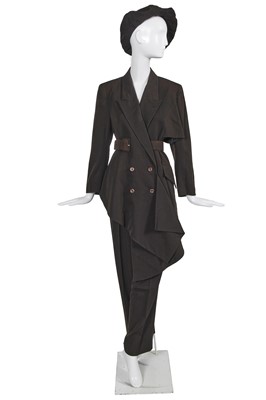 Lot 303 - A John Galliano brown wool suit, 'Hairclips' collection, Autumn-Winter 1988-89