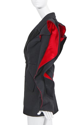 Lot 100 - An Alexander McQueen by Sarah Burton red and black wool and silk jacket, Autumn-Winter 2020-21
