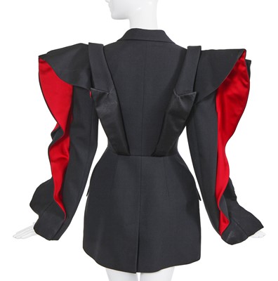 Lot 100 - An Alexander McQueen by Sarah Burton red and black wool and silk jacket, Autumn-Winter 2020-21
