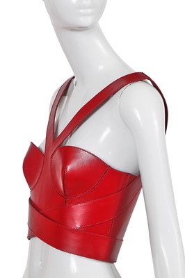 Lot 101 - An Alexander McQueen by Sarah Burton red leather bustier, circa 2019