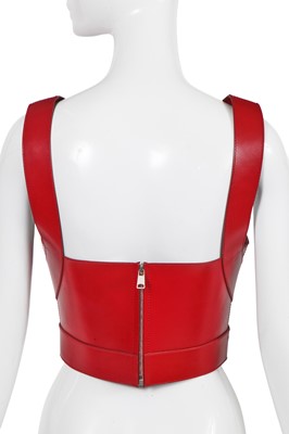 Lot 101 - An Alexander McQueen by Sarah Burton red leather bustier, circa 2019