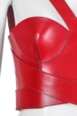 Lot 101 - An Alexander McQueen by Sarah Burton red leather bustier, circa 2019