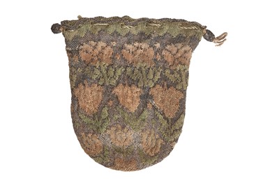 Lot 748 - A knitted silk and silver thread purse, 17th century