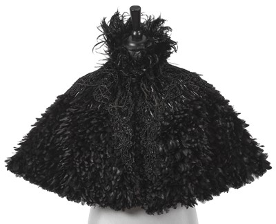 Lot 717 - A black feather and jet-like bead mourning cape, 1890s