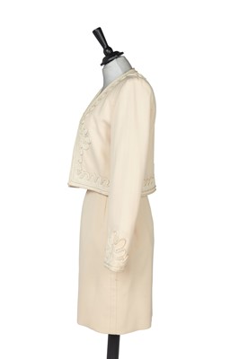 Lot 459 - An Hubert de Givenchy haute couture ivory wool cocktail suit, circa 1986