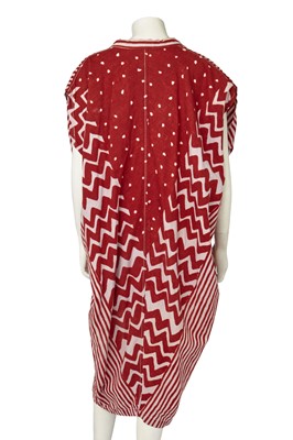 Lot 447 - An Issey Miyake red and pink printed shirt-dress, Spring-Summer 1985