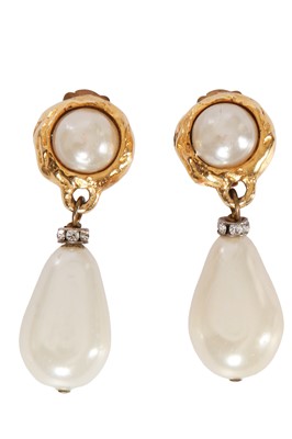 Lot 44 - A pair of Chanel by Karl Lagerfeld faux pearl ear clips, 1980s