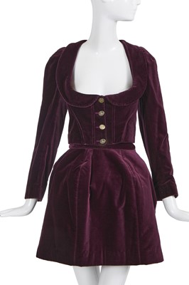 Lot 330 - A Vivienne Westwood grape-purple velvet suit, 'Time Machine' collection, Autumn-Winter 1988-89
