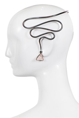 Lot 76 - A Madame Grès by Robert Goossens metal and poured glass diadem, 1960s