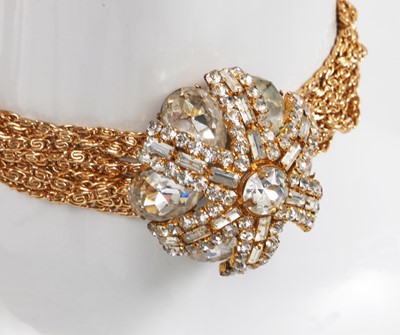 Lot 89 - A Madame Grès gilt chain and pate de verre choker necklace, 1970s-80s