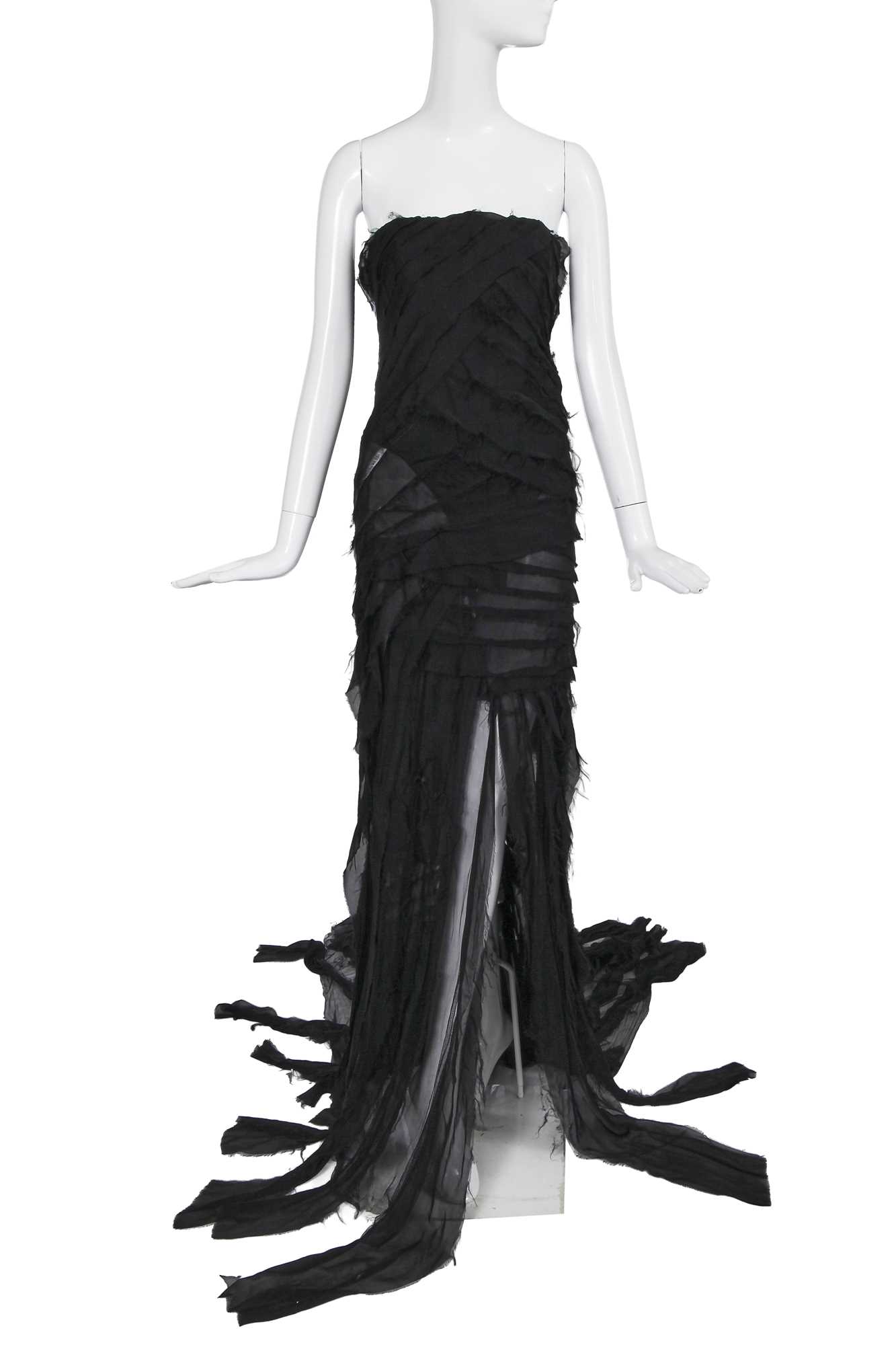 Lot 185 - A Roberto Cavalli black silk chiffon evening gown, Autumn-Winter 2001-02