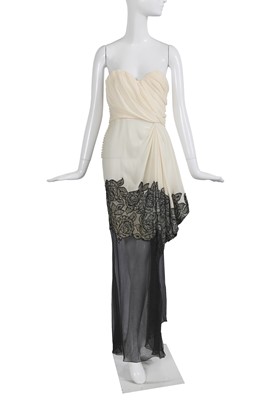 Lot 108 - A Christian Dior cream and black chiffon cocktail dress, Spring-Summer 2012