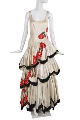 Lot 465 - Josephine Baker's early Jean Dessès haute couture ivory satin evening dress, circa 1939