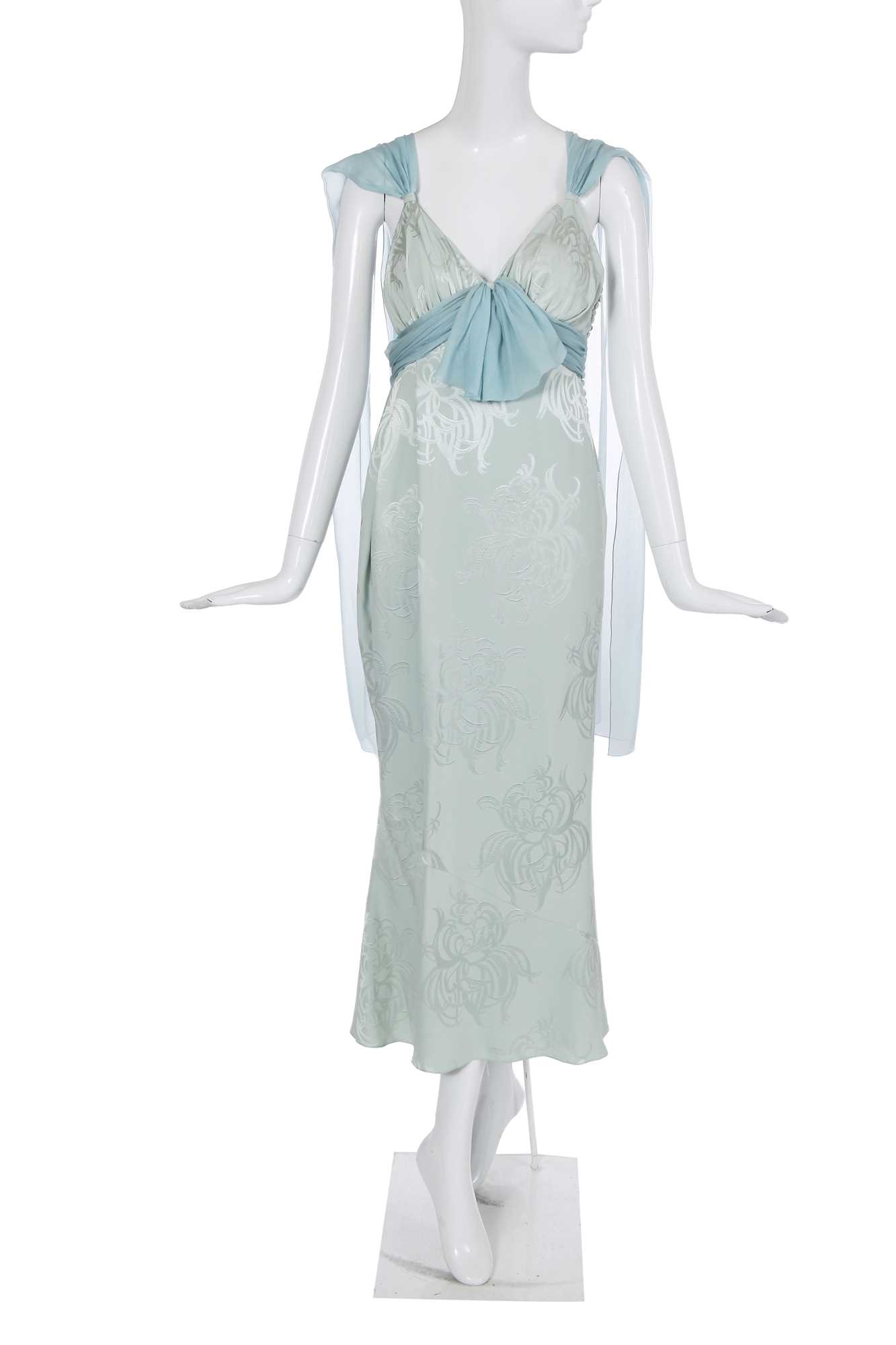 Lot 157 - A Christian Dior by John Galliano blue jacquard silk evening gown, 'Off Duty Icon' collection, Autumn-Winter 2005-06