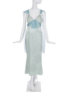 Lot 157 - A Christian Dior by John Galliano blue jacquard silk evening gown, 'Off Duty Icon' collection, Autumn-Winter 2005-06