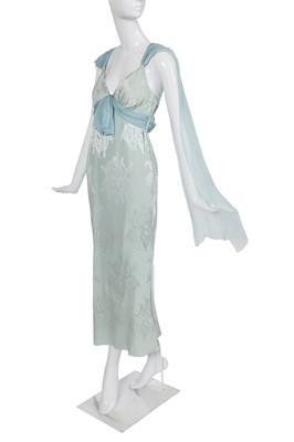Lot 157 - A Christian Dior by John Galliano blue jacquard silk evening gown, 'Off Duty Icon' collection, Autumn-Winter 2005-06
