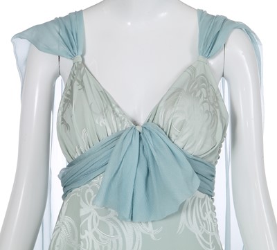 Lot 157 - A Christian Dior by John Galliano blue jacquard silk evening gown, 'Off Duty Icon' collection, Autumn-Winter 2005-06