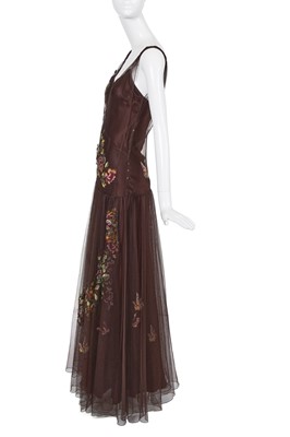 Lot 158 - A Christian Dior by John Galliano embroidered brown tulle evening gown, 'Off Duty Icon' collection, Autumn-Winter 2005-06