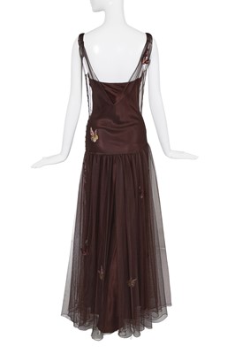 Lot 158 - A Christian Dior by John Galliano embroidered brown tulle evening gown, 'Off Duty Icon' collection, Autumn-Winter 2005-06