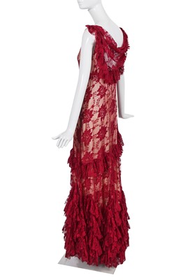 Lot 163 - A John Galliano red lace evening gown, 2000s
