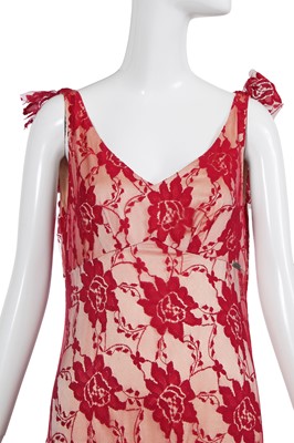 Lot 163 - A John Galliano red lace evening gown, 2000s