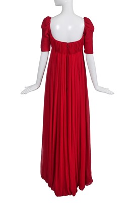Lot 123 - An Alexander McQueen raspberry silk chiffon gown, 'The Girl Who Lived in the Tree' commercial collection, Autumn-Winter 2008-09