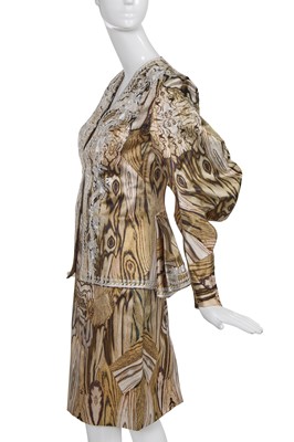 Lot 118 - An Alexander McQueen wood-grain print silk ensemble, 'Natural Distinction, Un-Natural Selection' collection, Spring-Summer 2009