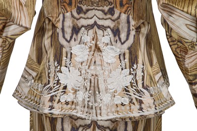 Lot 118 - An Alexander McQueen wood-grain print silk ensemble, 'Natural Distinction, Un-Natural Selection' collection, Spring-Summer 2009