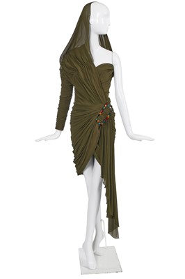 Lot 402 - A Jean Patou haute couture by Christian Lacroix green silk cocktail dress, Autumn-Winter 1985-86