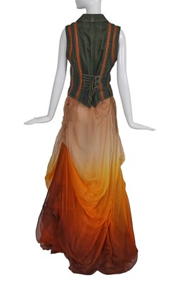 Lot 155 - A Christian Dior by John Galliano denim, leather, and chiffon ensemble, 'Nude' collection, Spring-Summer 2006