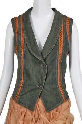 Lot 155 - A Christian Dior by John Galliano denim, leather, and chiffon ensemble, 'Nude' collection, Spring-Summer 2006