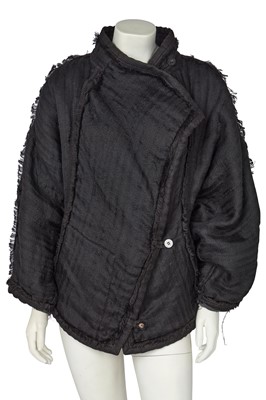 Lot 445 - An Issey Miyake black linen-blend jacket, early 1980s