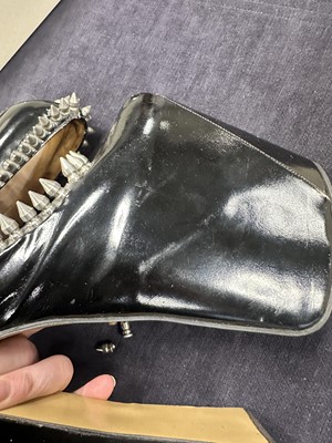 Lot 177 - A rare pair of Vivienne Westwood studded patent leather Super Elevated platform heels, 'Grand Hotel' collection, Spring-Summer 1993
