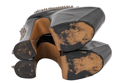 Lot 177 - A rare pair of Vivienne Westwood studded patent leather Super Elevated platform heels, 'Grand Hotel' collection, Spring-Summer 1993