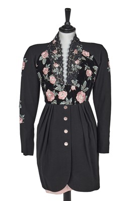 Lot 434 - An Emanuel Ungaro haute couture rose embroidered cocktail dress, 1991