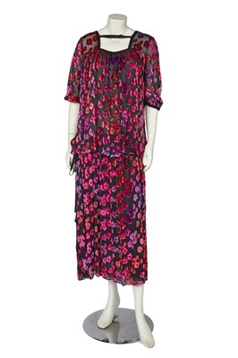 Lot 458 - An André Courrèges devoré velvet evening dress, 1980s