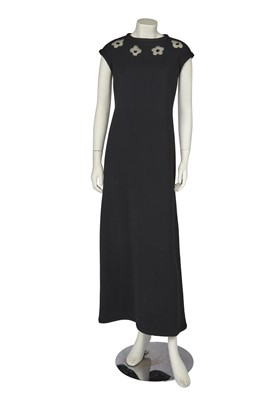 Lot 594 - An André Courrèges black crêpe maxi dress, circa 1970