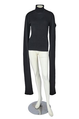 Lot 226 - A Helmut Lang ribbed black wool sweater and stole, probably 2000s